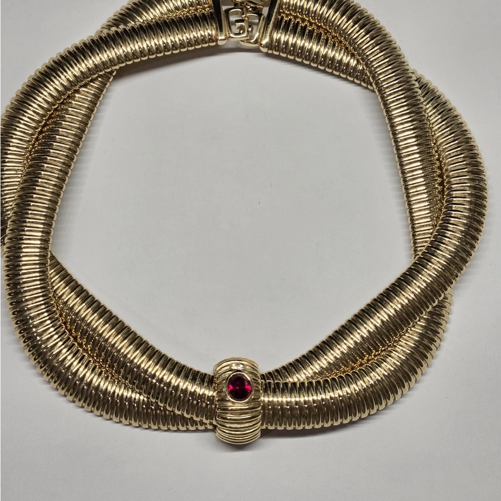 Vintage 1980s Givenchy Gold Stovepipe Necklace - RARE - Picture 1 of 6